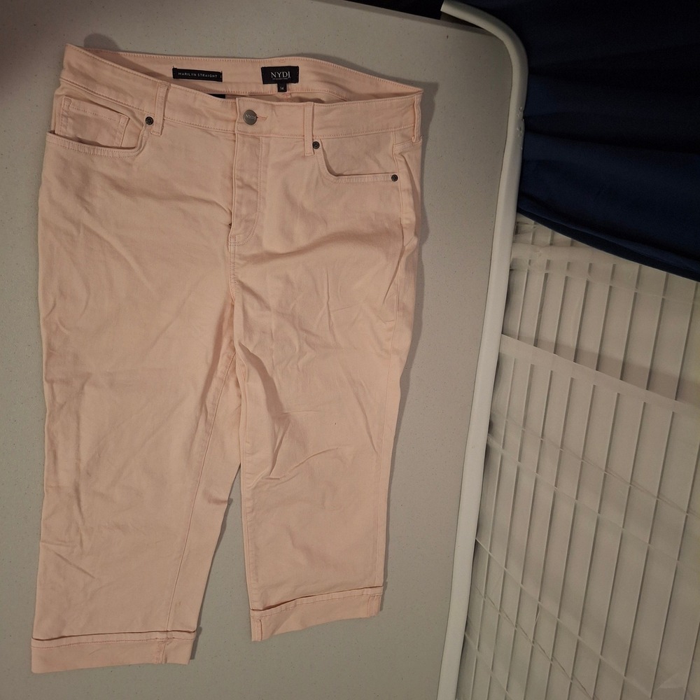 NYDJ Marilyn Straight Cropped Jeans Women's Size 14 Pink Lift Tucking Technology